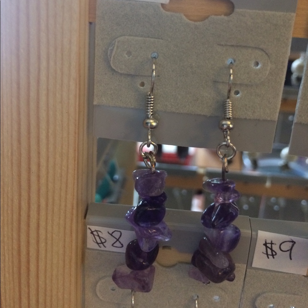 Amethyst Bead Dangle Earrings