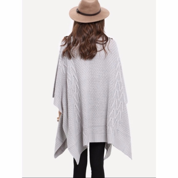 Gray Turtleneck Sweater Poncho - Picture 5 of 5