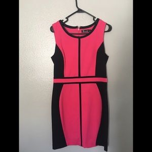 Hot Pink and Black Piped Dress