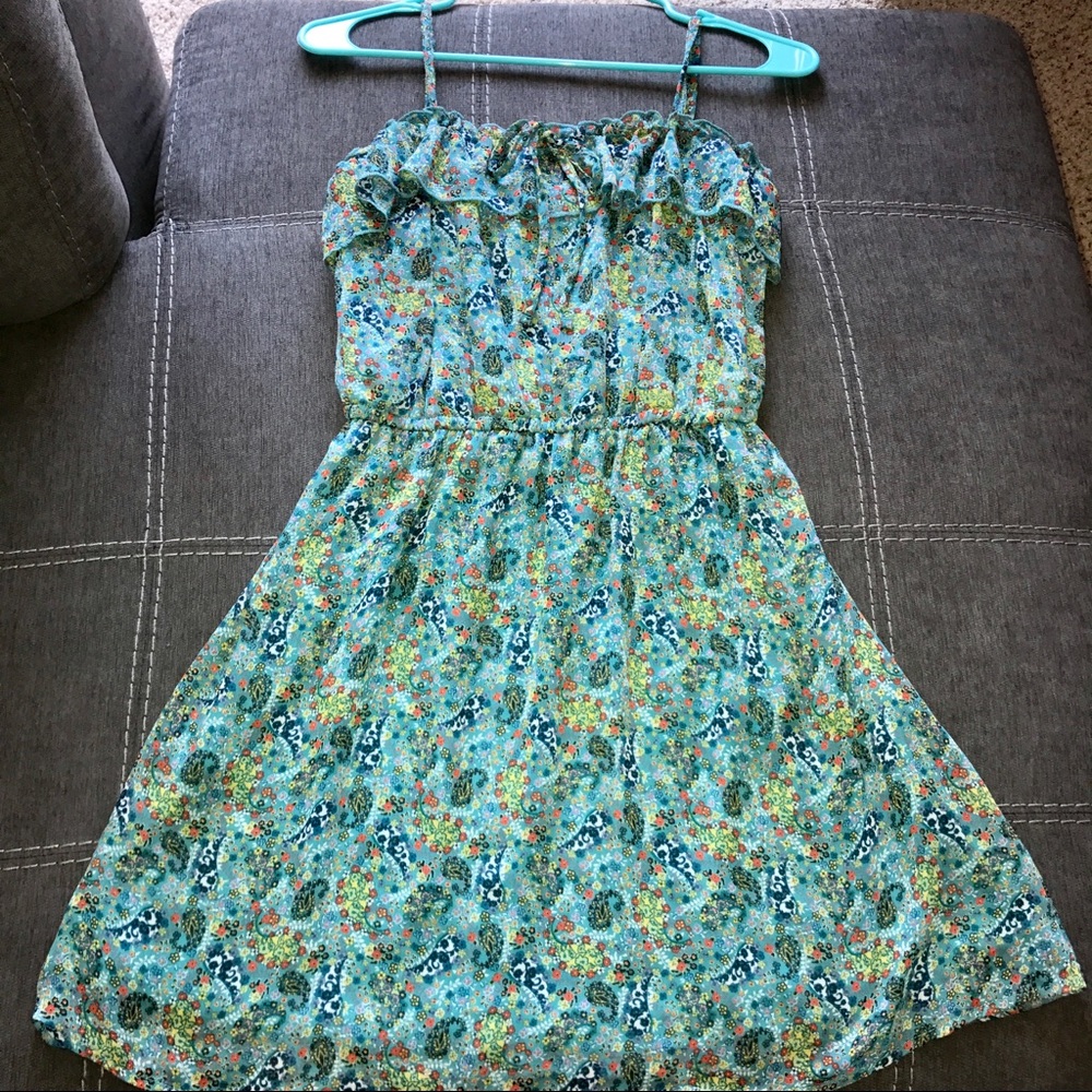 Turquoise blue floral sundress