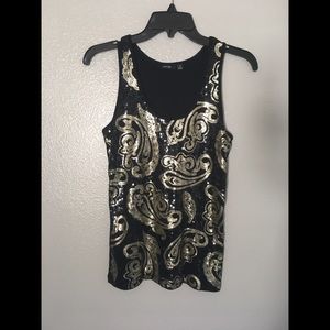 Sequin Paisley Tank Top