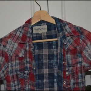 True Religion Red & Blue Checked Flannel || size S