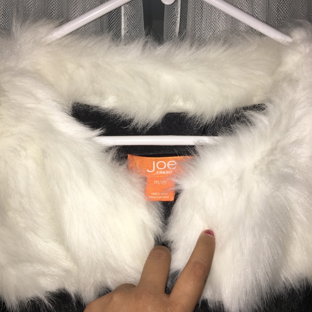 Joe Fresh Black & White Faux Fur Vest
