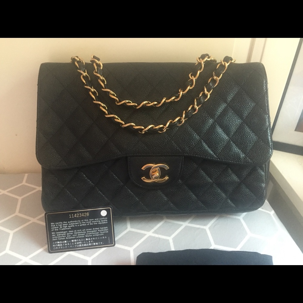 *SOLD!! Authentic Chanel Jumbo Caviar Single flap
