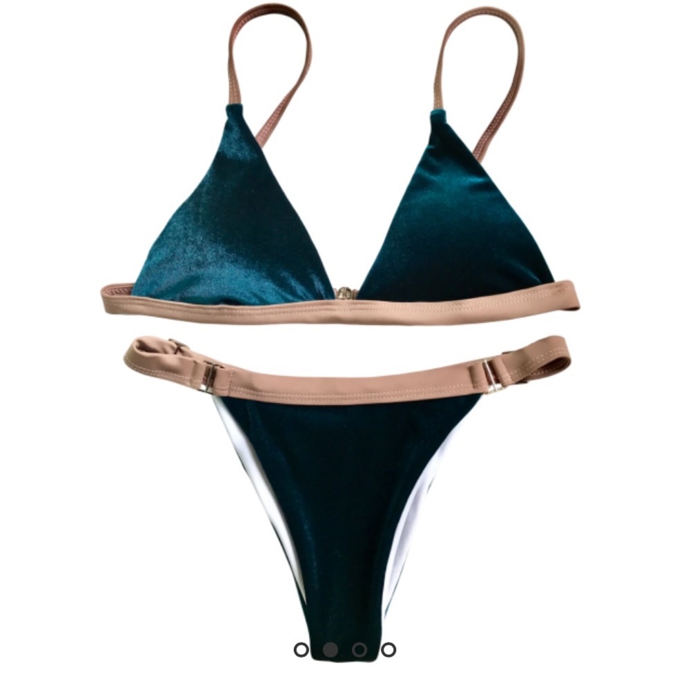 Blue velvet high cut Bikini SET