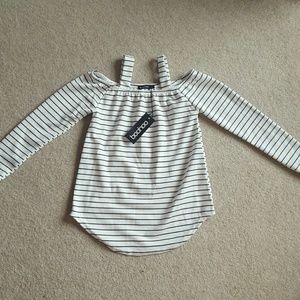 Off shoulder striped top