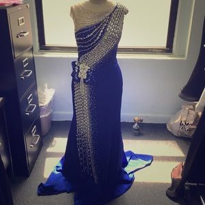 Royal blue gown with crystals 16190