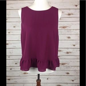 Maison Jules Womens Ruffle Sleeveless Top Sz L