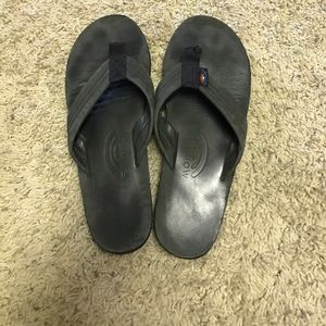 Black leather RAINBOW flip flops