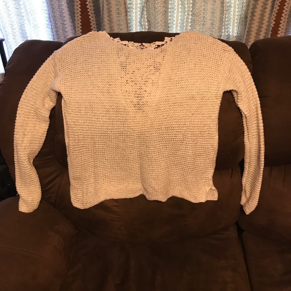 Hollister open-knit, crocheted back sweater