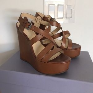 Brand new with box Vera Wang leather wedge sandals