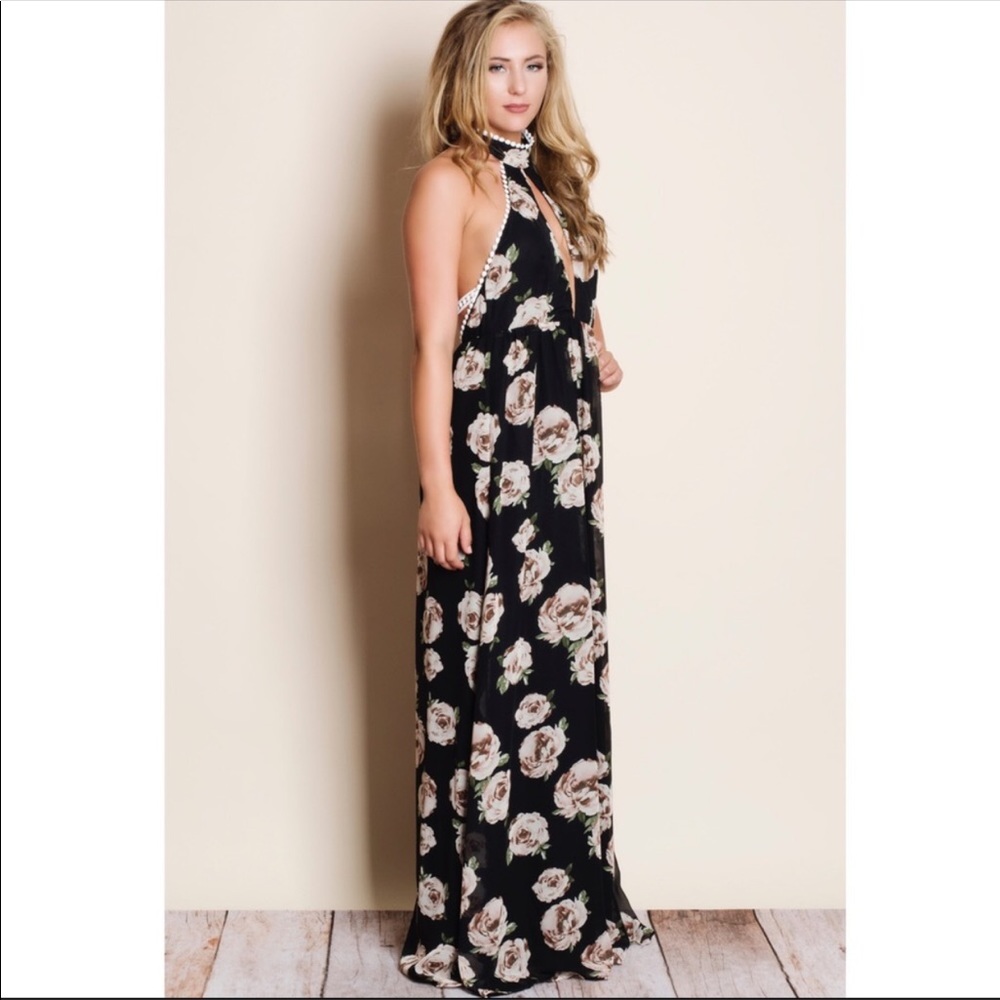 Black floral maxi dress
