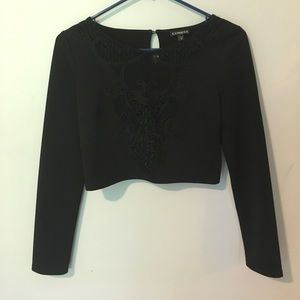 Express Lace Detailed Long Sleeve Crop Top