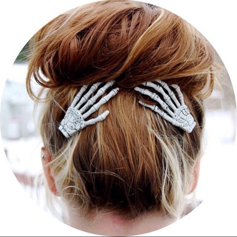 Bone hands hair clips