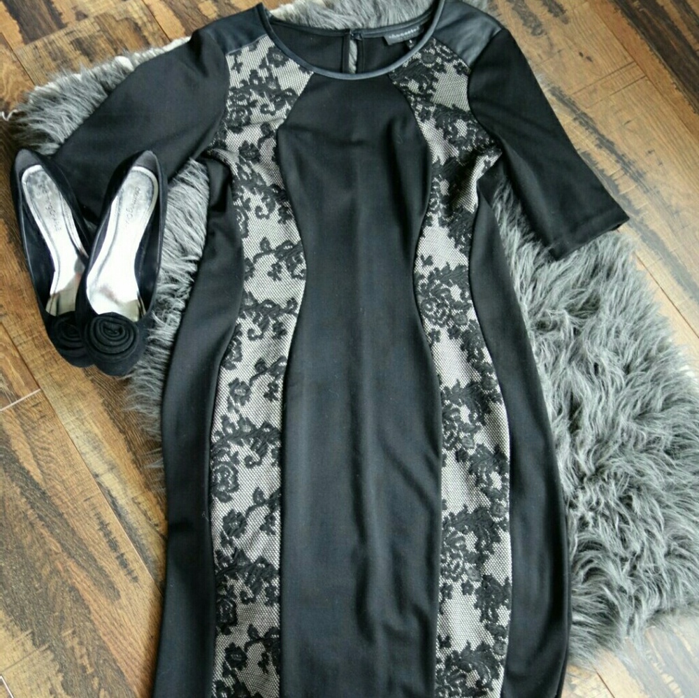 Black dress with faux leather shoulder accents!!!