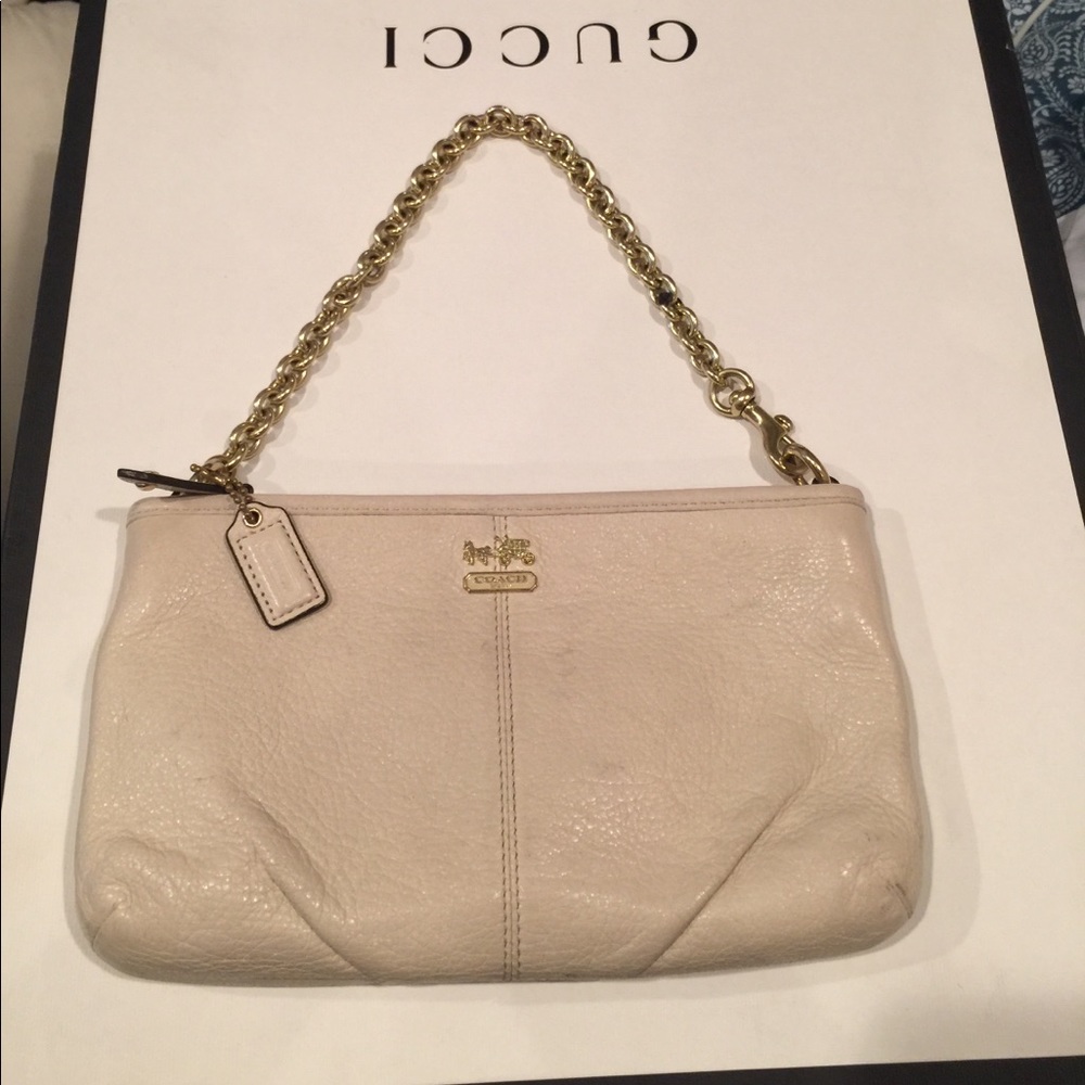 Coach Large White Leather Wristlet
