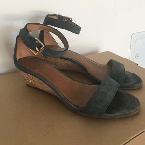 Tory Burch blue wedge sandals