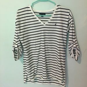 Nautica Black and White Stripped Top