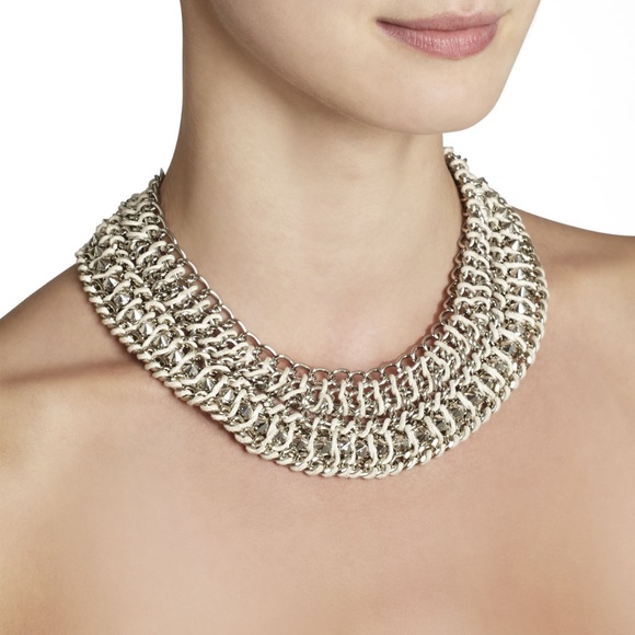BCBGMaxAzria Jewelry - BCBGMAXAZRIA Woven Chain Silver Spike Necklace