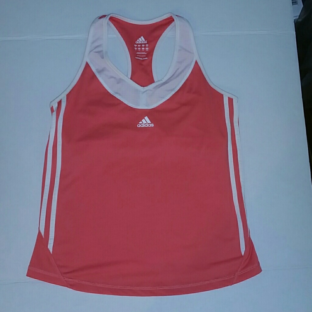 ADIDAS DRI FIT BUILT IN BRA ATHLETIC TOP CORAL MED