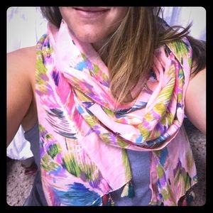 Lightweight Colorful Scarf w/beaded tassels