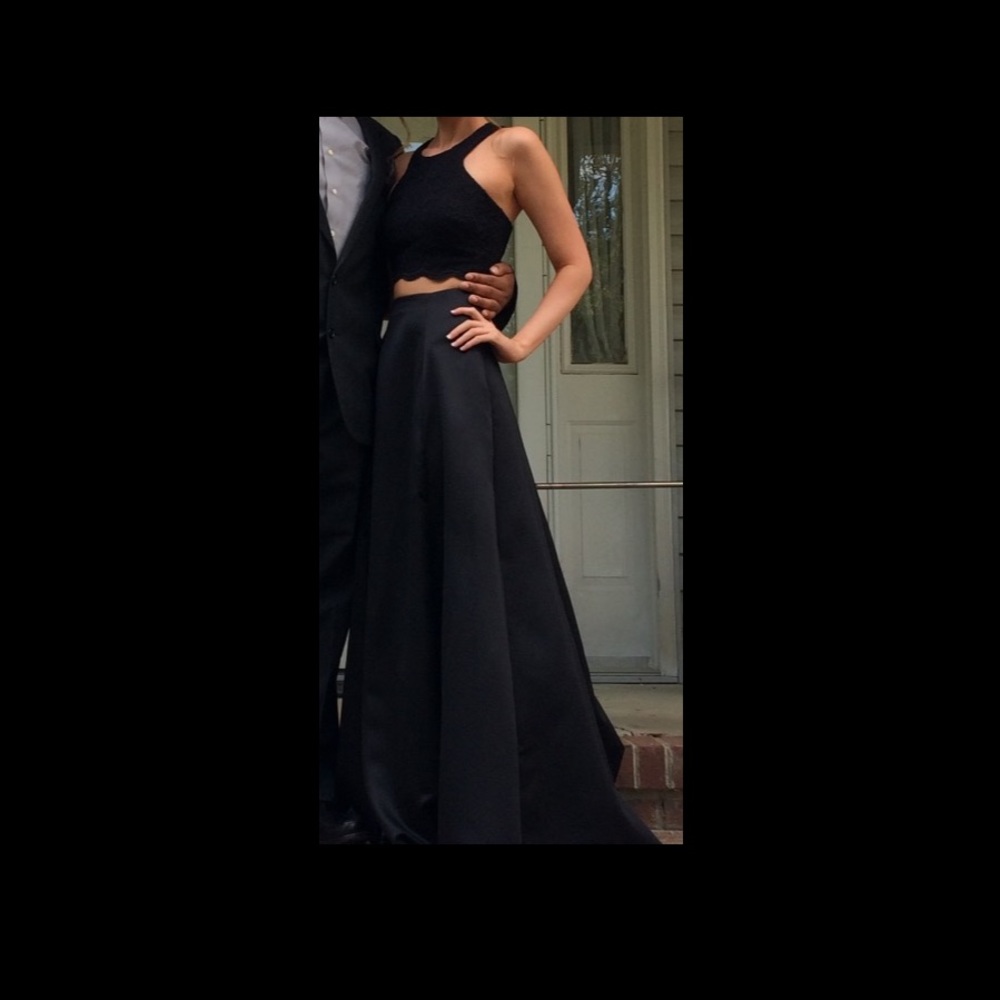 Black two piece prom dress