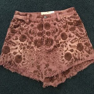 Free people embroidered high waisted shorts