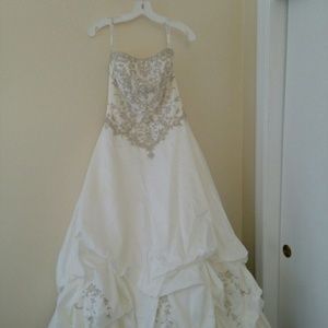 Strapless Beaded Wedding Gown w/ train and bustle