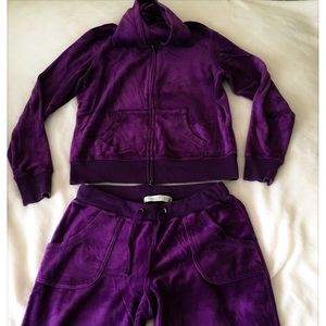 Eggplant color women velour tracksuit