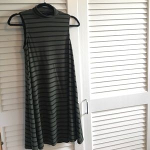 Striped turtleneck sleeveless dress