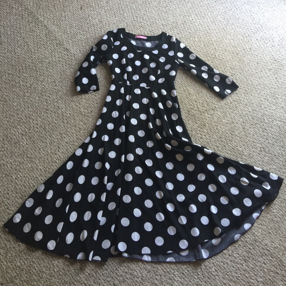 Rockabilly polka dot dress swing dress modest