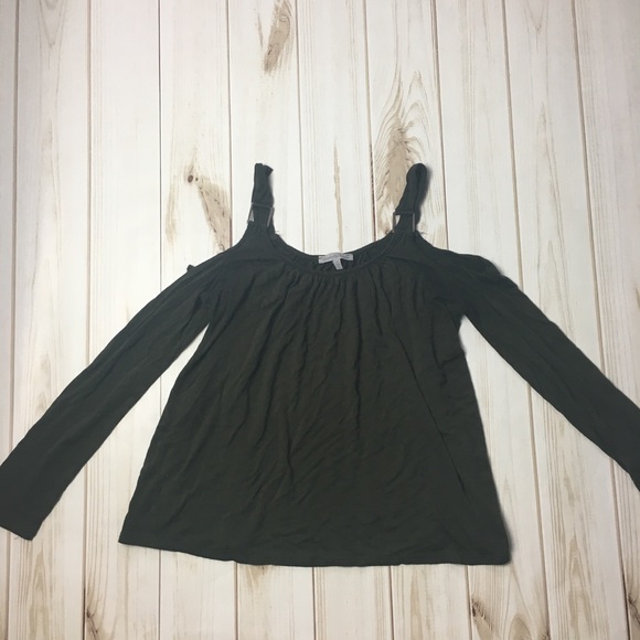 Olive Green Off The Shoulder Long Sleeve - Picture 2 of 6