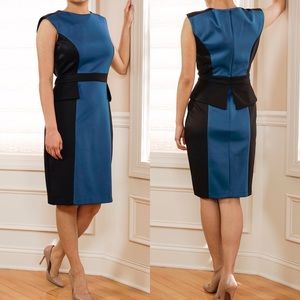 💙HP💙ASOS Peplum Teal and Black Midi Dress