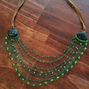 Green and Brown Boho Chic Statement Necklace