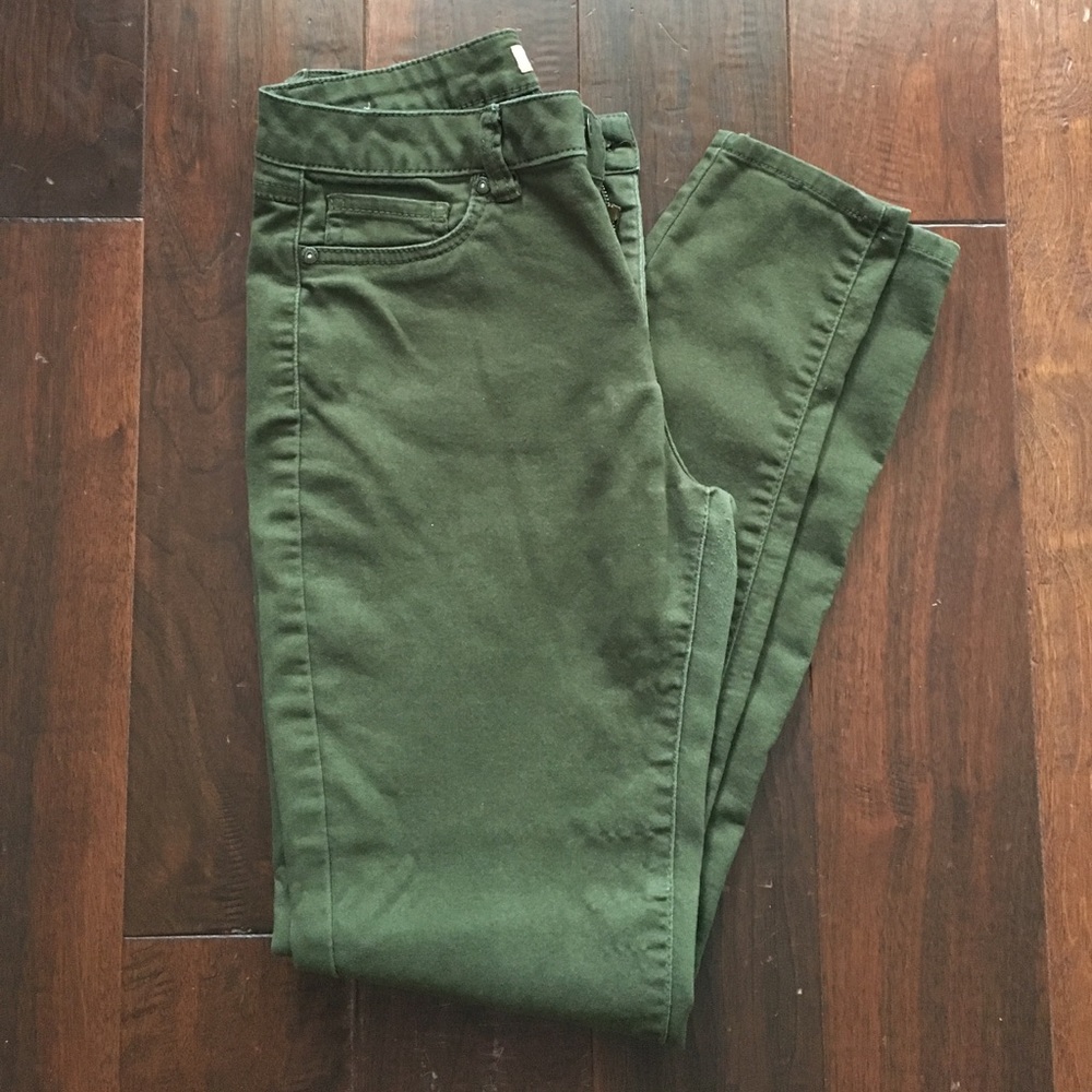 Army green skinny jeans