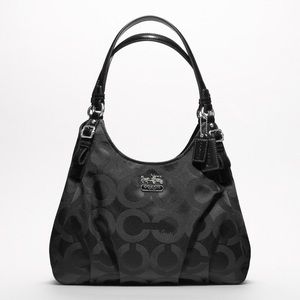 COACH Madison Signature Op Art Black Shoulder Bag