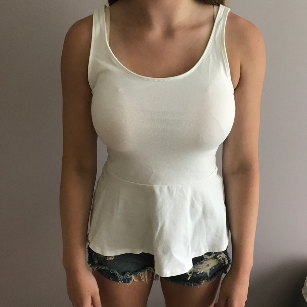 White peplum tank top