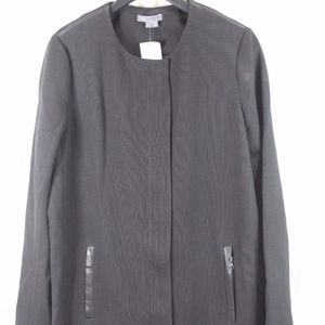 WOMENS VINCE BLACK LEATHER TRIM COAT LARGE NWT