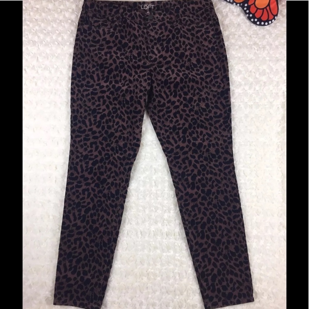 Ann Taylor Womens Skinny Ankle Leopard Jeans Sz 31
