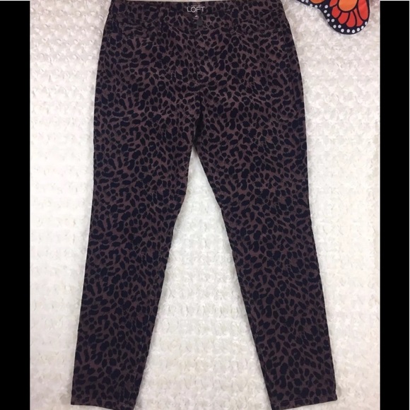 Ann Taylor Womens Skinny Ankle Leopard Jeans Sz 31 - Picture 1 of 6