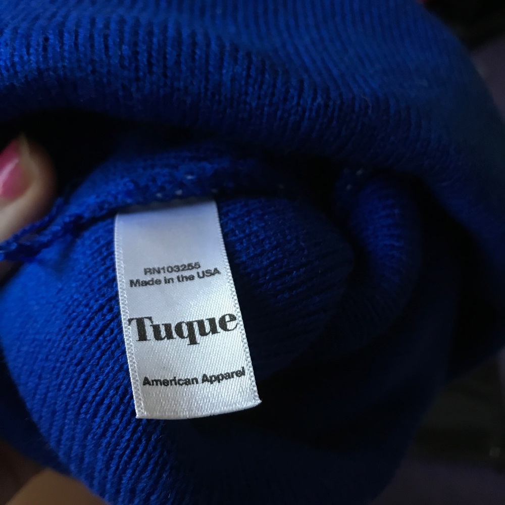 Blue American apparel beanie with Pom Pom