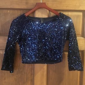 NWT Sequins Blue Crop Top
