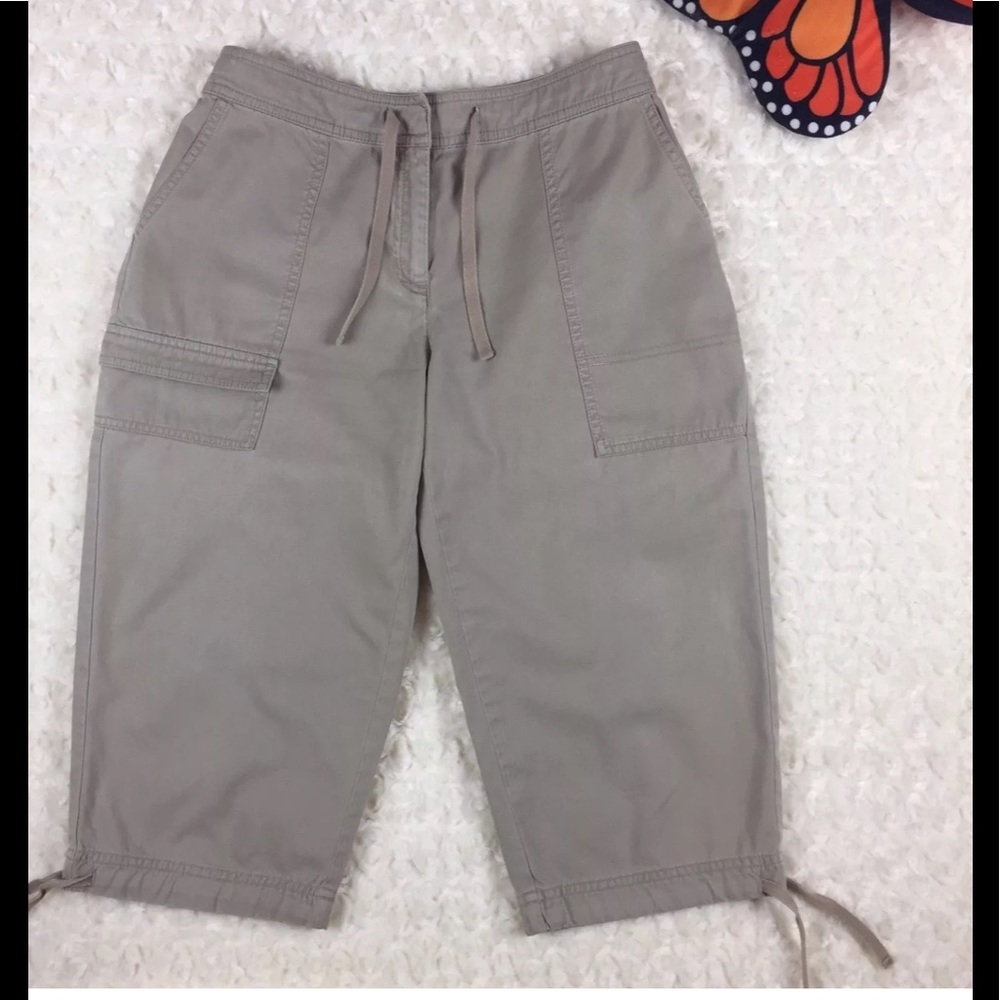 J Jill Women's Cropped Capri Khaki Pants Sz 4P