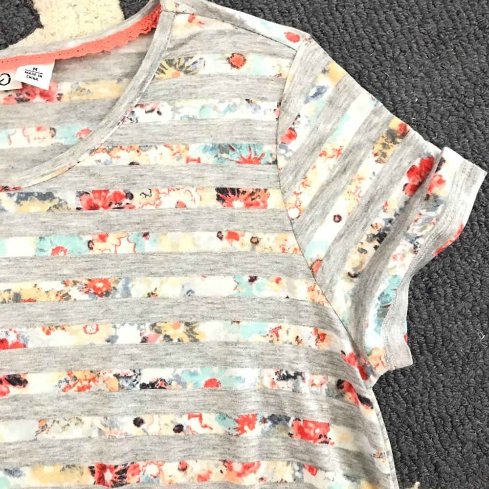 NWT Floral and Stripe Tee