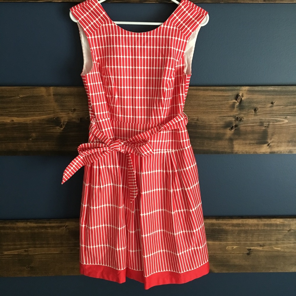 Red and white dress with bow