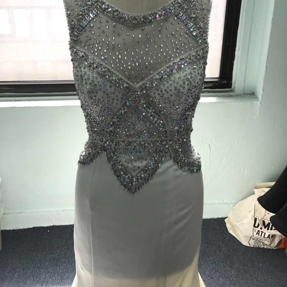 White gown with beading and pearls 17003