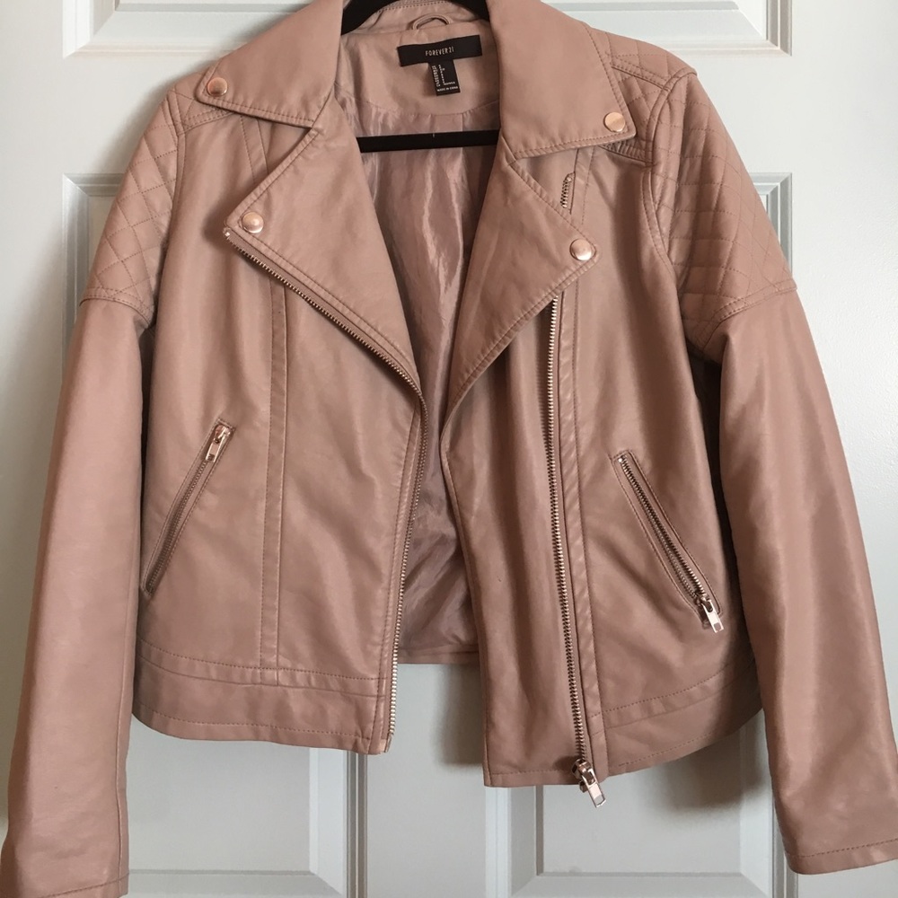 Taupe Faux Leather Jacket