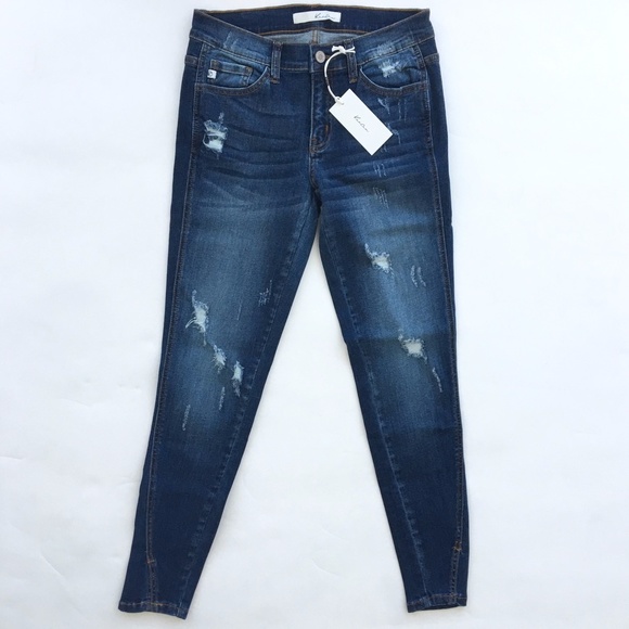 Distressed Skinny Jeans With Notched Ankle - Picture 4 of 5