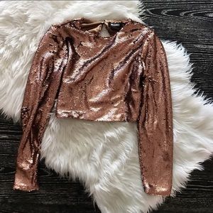 Missguided Rose Gold Sequin Top