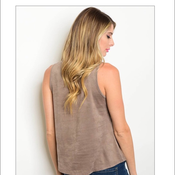 💜JUST IN💜S-M The Layla Mocha Suede Top - Picture 2 of 3
